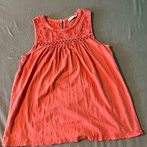 Lucky Brand Red Embroidered Top